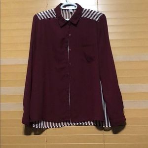 Sheer Maroon Striped Shirt